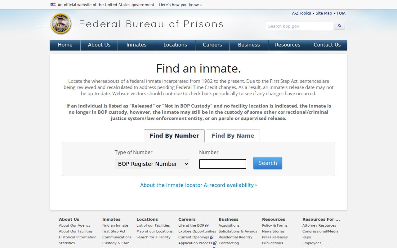 Federal inmate locator for a Lancaster County arrest custody check