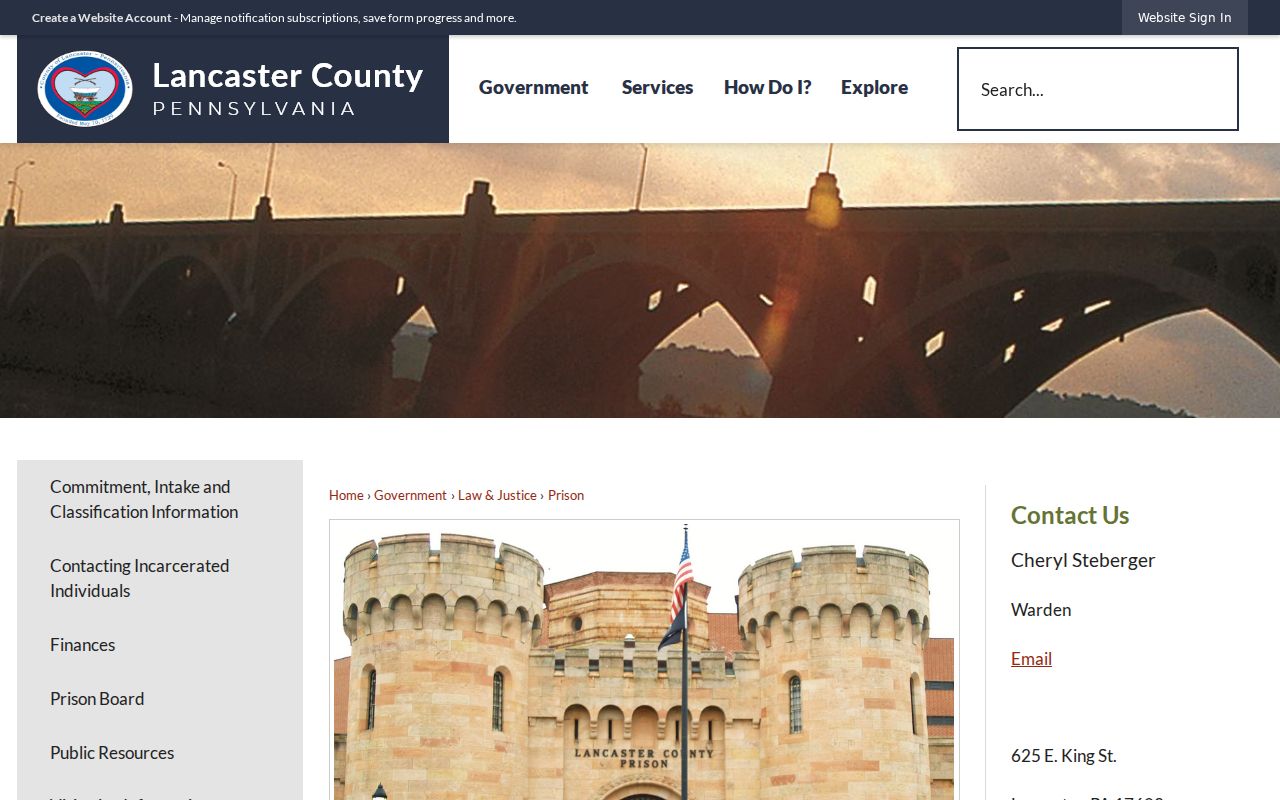 Lancaster County Prison arrest booking and custody information