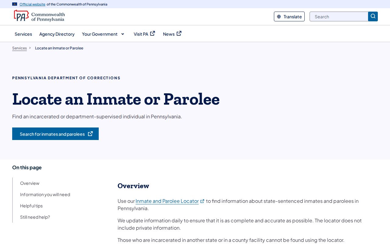 PA DOC guidance for a Lancaster County arrest custody transfer