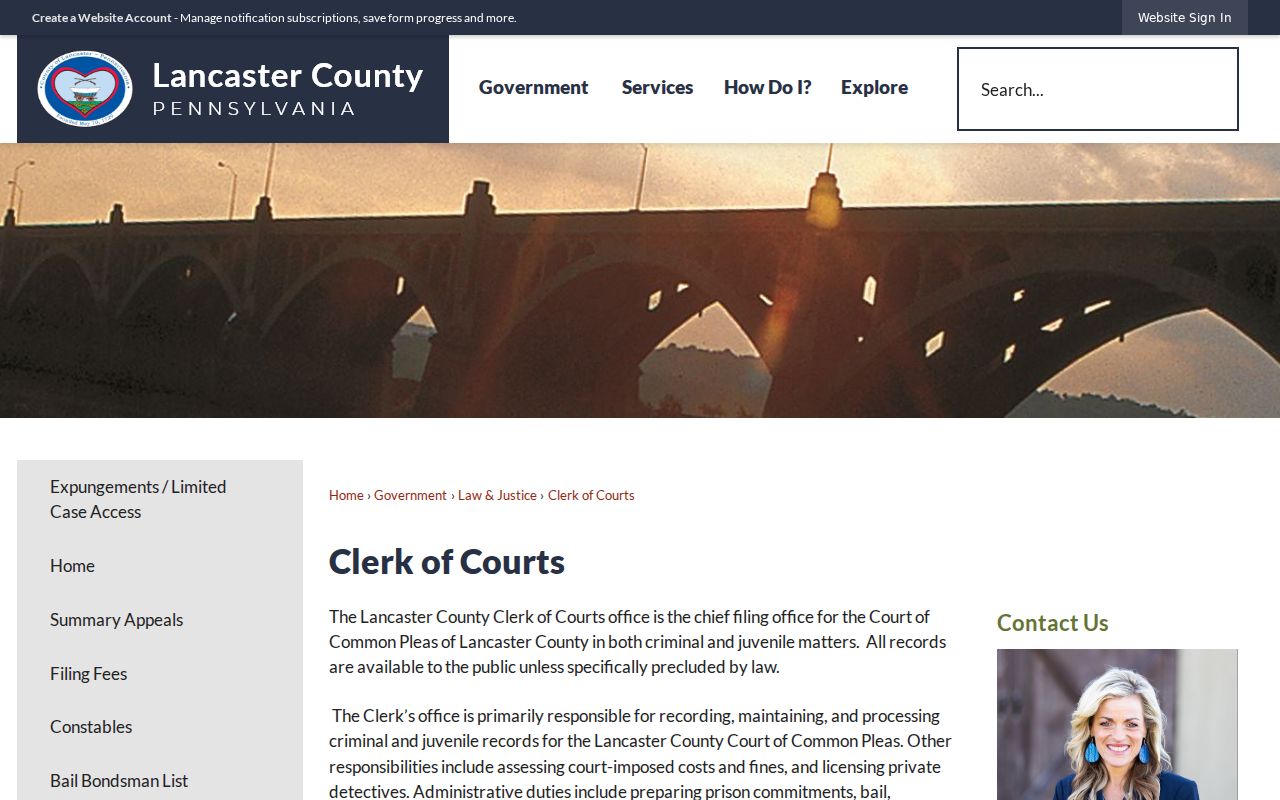 Lancaster County Clerk of Courts criminal case records page