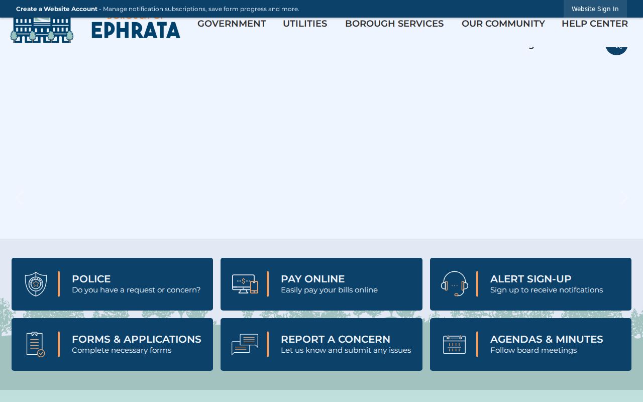 Ephrata Borough government criminal records access page