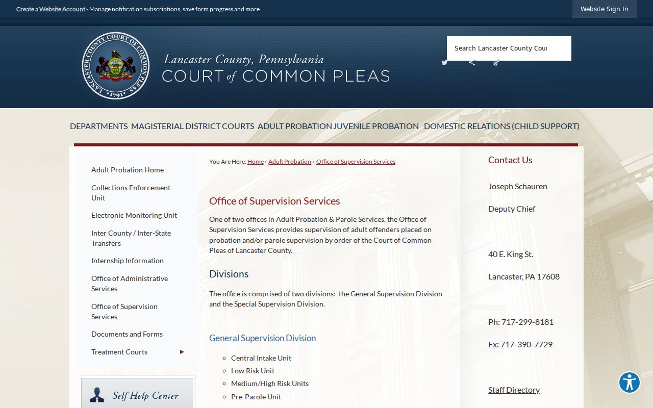 Lancaster supervision services in the Ephrata criminal record flow