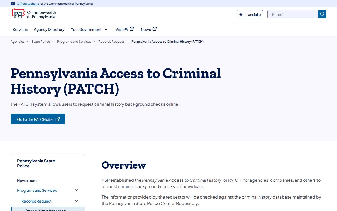 PATCH instructions for Lancaster County criminal record results